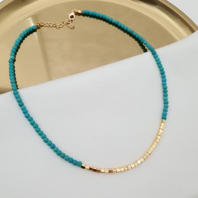 Gold Küp Detaylı Boncuk Kolye