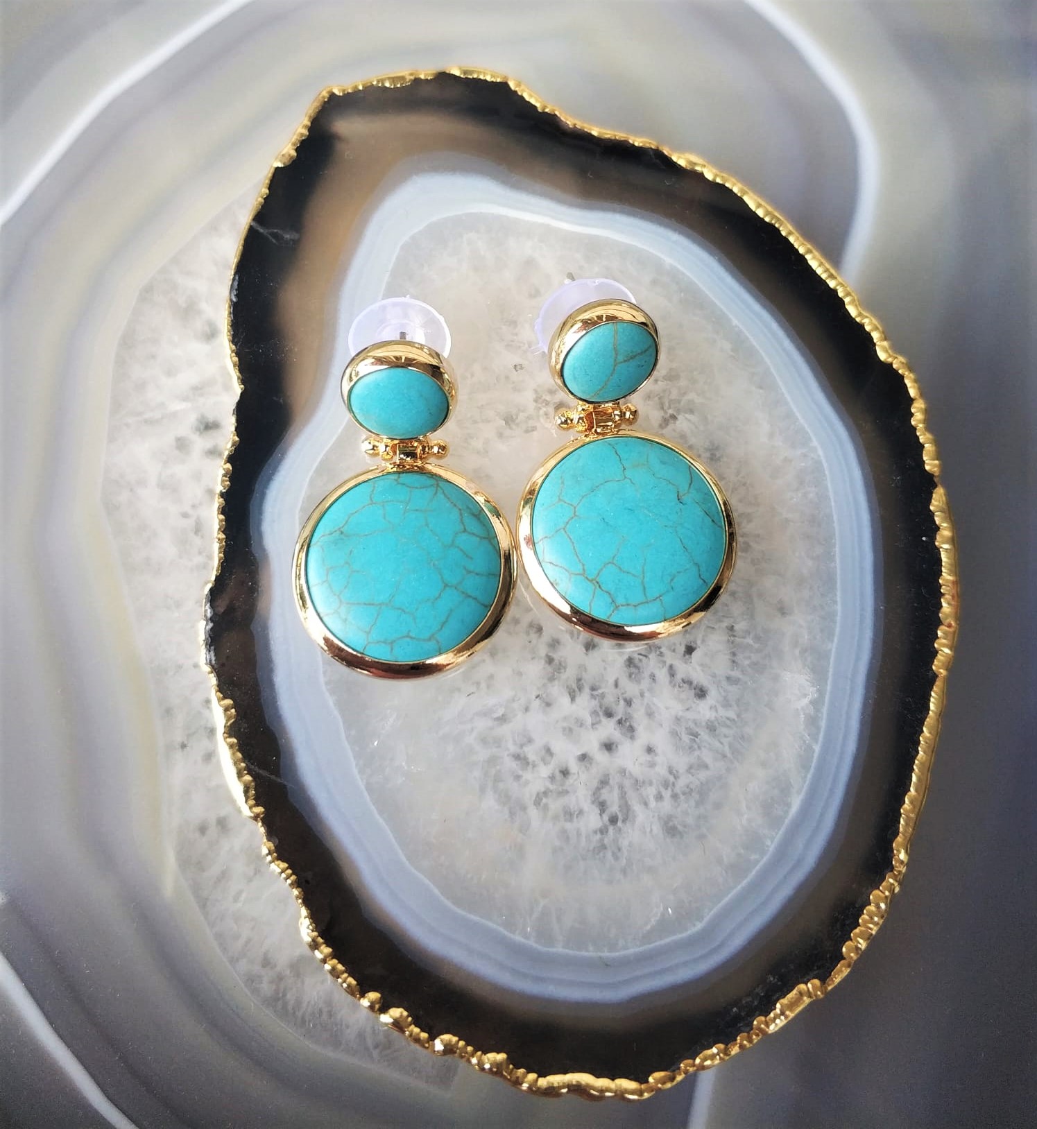 Doğal Turkuaz Taş Küpe