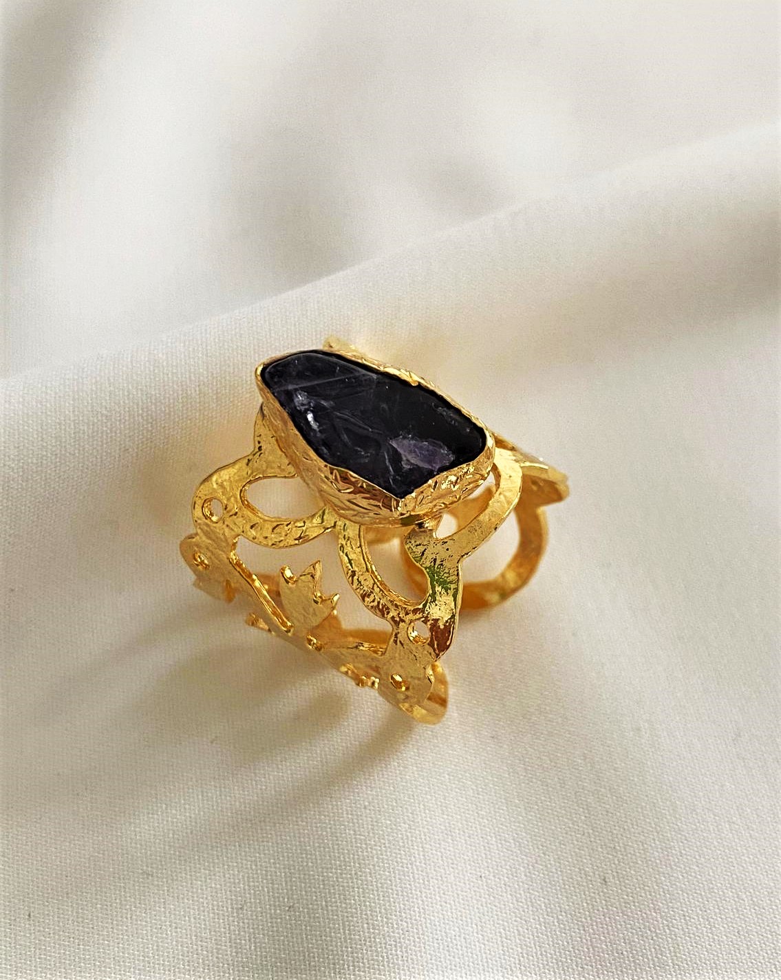 Doğal Ametist Taş Yüzük