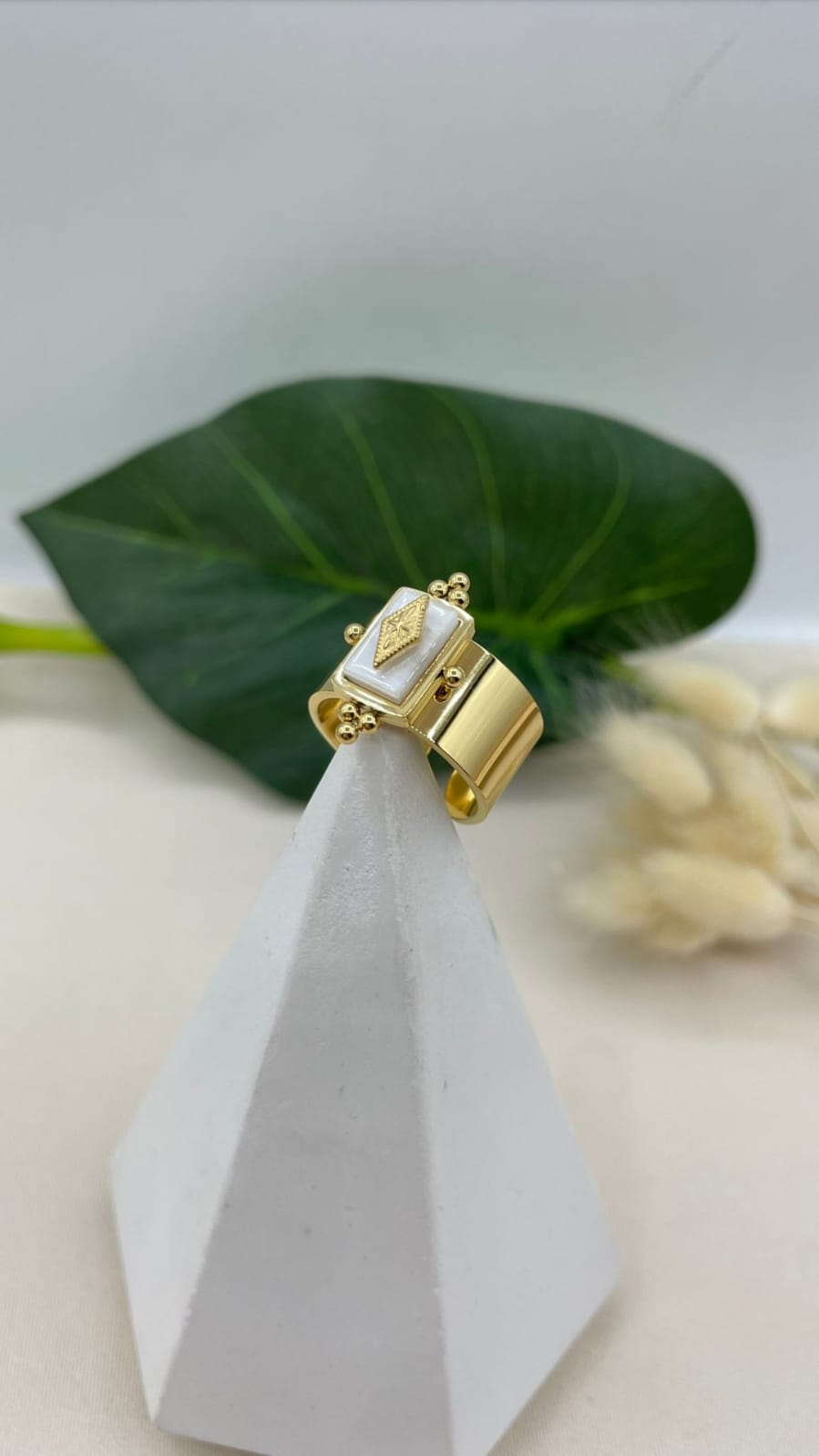 Vintage Tarz Sedefli Çelik Yüzük